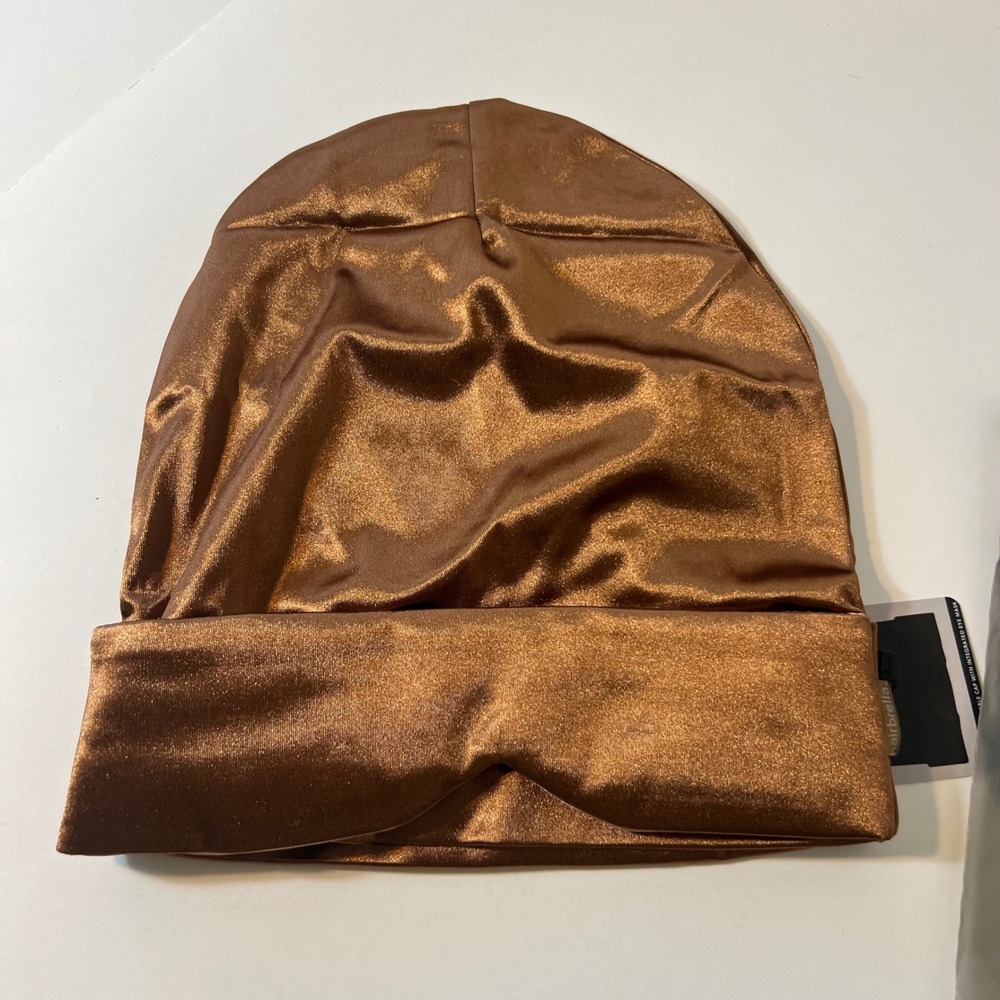 Hairbrella Waterproof Satin Lined Nap Cap w Integrated Eye Mask Mocha NIP